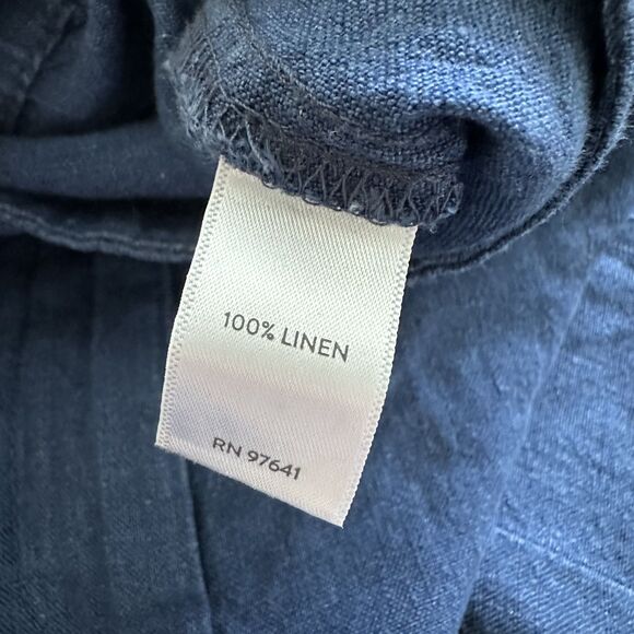 J. Jill Linen Pants Womens Size L Blue Wide Leg Cropped High Rise 100% Linen - Picture 7 of 10